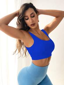 Yoga Sxy 後背十字交叉短款運動背心 - 藍色 - 查看 4