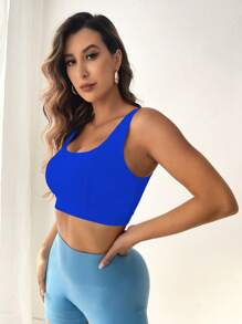 Yoga Sxy 後背十字交叉短款運動背心 - 藍色 - 查看 6