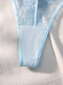 Set de lencería con encaje floral con aro - Celeste - Ver 5