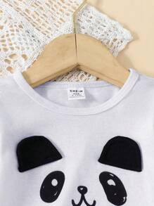 Baby Boy Panda Print 3D Ear Patched Detail Snug Fit PJ Set - Grey - View 6