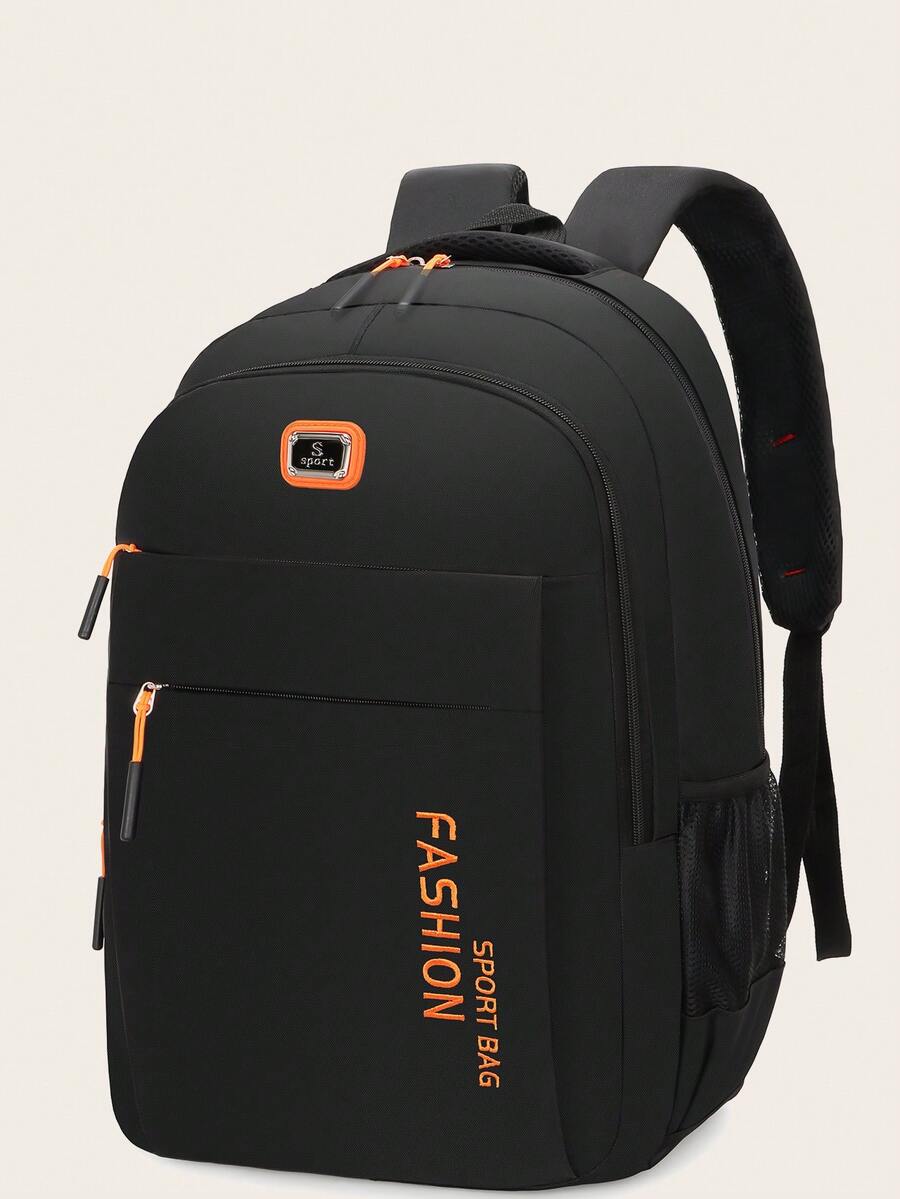 Boys Letter Graphic Functional Backpack - Black - View 1