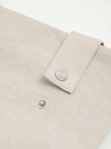 Dazy Designer Solid Flap Pocket Side Cargo Pants - Beige - View 7