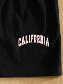 RueChic Girls Letter Graphic Tee & Shorts - Black - View 5