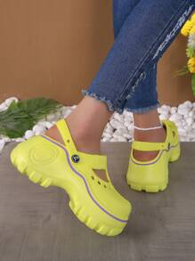 前衛洞洞鞋適用於女士螢光綠剪裁設計洞洞鞋 - 青檸色 - 查看 3