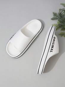 Fashionable Slides For Men, Letter Graphic Single Band EVA Slippers - White - View 5