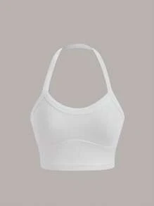 SHEIN EZwear Áo khoác và áo lót dành cho xe tăng nữ màu trơn Giải trí - trắng - Xem 1
