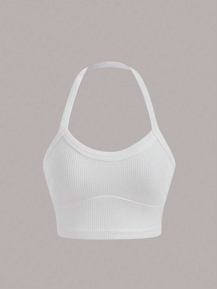SHEIN EZwear Áo khoác và áo lót dành cho xe tăng nữ màu trơn Giải trí - trắng - Xem 1
