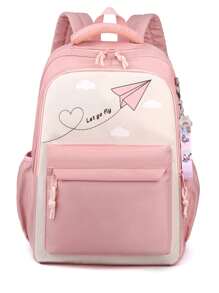 Chicas Mochila funcional con estampado de letra con accesorio de bolso - Rosa - Ver 3