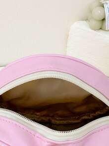 Girls Bow Decor Quilted Pattern Circle Bag - Pink - View 6