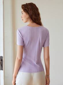 MOTF PREMIUM RIBBED FRONT TWIST T-SHIRT - Lilac Purple - View 8