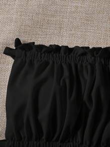 Swim Vcay Summer Beach Frill Trim Ruched Bust Bandeau Bikini Top