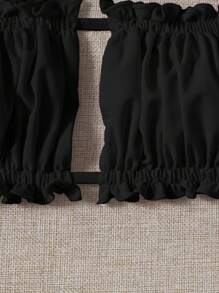 Swim Vcay Summer Beach Frill Trim Ruched Bust Bandeau Bikini Top