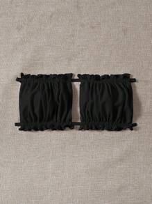 Swim Vcay Summer Beach Frill Trim Ruched Bust Bandeau Bikini Top