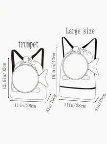 女孩卡通獨角獸圖案後背包 - 玫紅色 - 查看 3