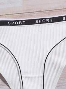 6pack Rib Letter Tape Panty Set - Multicolor - View 5