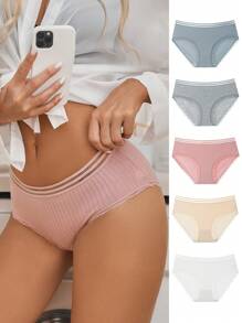 Conjunto De Ropa Interior De 5 Pantis Con Detalle De Encaje - Multicolor - Ver 4