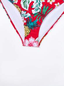 SHEIN Swim Curve Plus Size Tropical Print Drawstring Side Bikini Bottom Summer