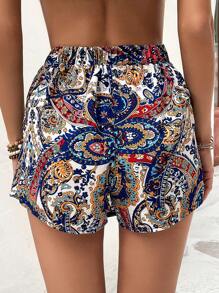 SHEIN VCAY Paisley Print Knot Side Skort - Multicolor - View 2