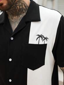 Manfinity RSRT Men Coconut Tree Print Shirt & Shorts - Black and White - View 5