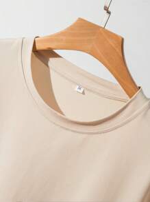 Manfinity LEGND Men T-Shirts Fit Crew Neck Short Sleeve Graphic Tee Earth Summer Polyester - Khaki - View 6