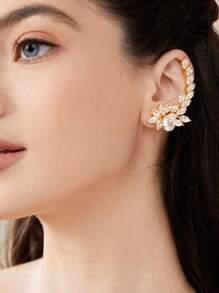 SHEIN Belle 1入組水鑽裝飾耳釘 - 金黃色 - 查看 2