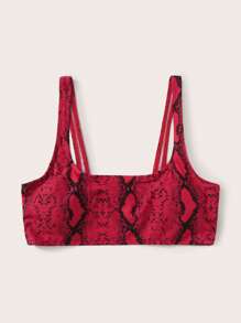 Summer Snakeskin Print Bikini Top - Red - View 1