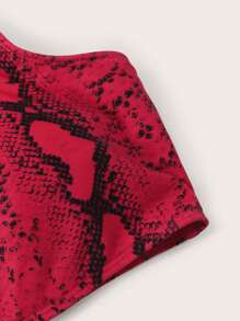 Summer Snakeskin Print Bikini Top - Red - View 4