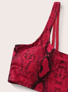 Summer Snakeskin Print Bikini Top - Red - View 5