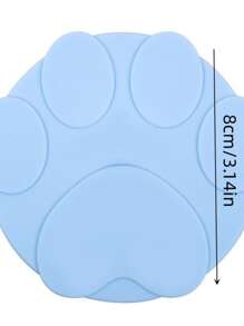1pc Plastic Solid Color Paw Design Pet Can Lid For Cat And Dog For Food Preservation - Blue - View 3