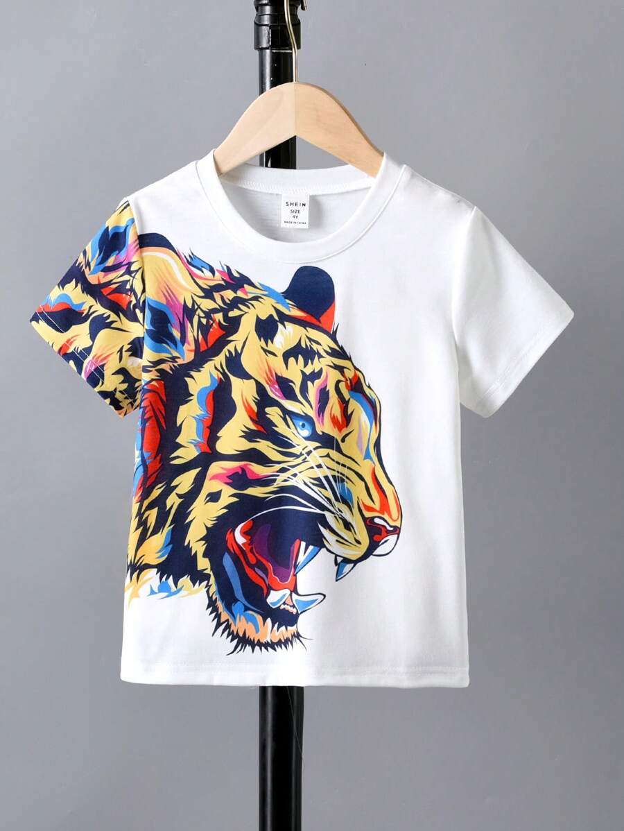 SHEIN Camiseta casual de verano para niño pequeño para vacaciones y ocio - Blanco - Ver 1