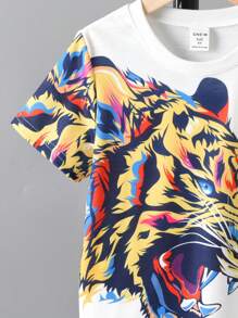 SHEIN Camiseta casual de verano para niño pequeño para vacaciones y ocio - Blanco - Ver 3