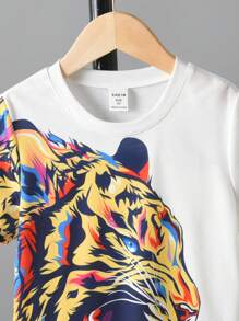 SHEIN Camiseta casual de verano para niño pequeño para vacaciones y ocio - Blanco - Ver 5