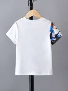 SHEIN Young Boy Tiger Print Tee - White - View 2
