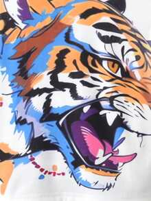 SHEIN Young Boy Tiger Print Tee - White - View 3