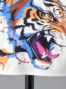 SHEIN Young Boy Tiger Print Tee - White - View 4