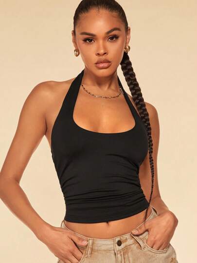 Top Halter Cortado Sem Costas Para Mulheres