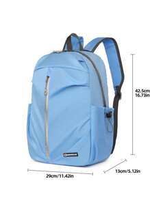 Girls Letter Patch Decor Functional Backpack - Blue - View 5