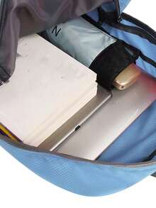 Girls Letter Patch Decor Functional Backpack - Blue - View 6