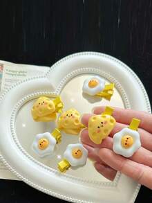 2pcs Cartoon Cheese Design Pet Hair Clip For Cat And Dog For Decoration - Yellow - View 4