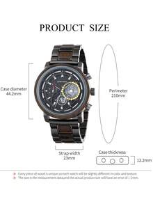 BOBOBIRD 1pc Men Two Tone Zinc Alloy Strap Fashion Water Resistant Round Dial Mechanical Watch, For Daily Life - Black - View 6