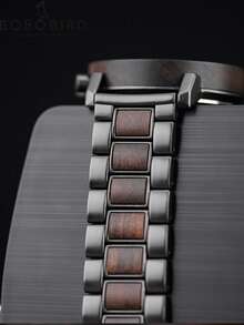 BOBOBIRD 1pc Men Two Tone Zinc Alloy Strap Fashion Water Resistant Round Dial Mechanical Watch, For Daily Life - Black - View 8