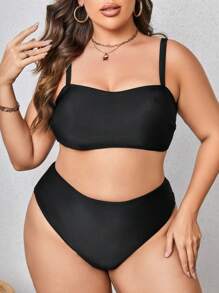 SHEIN Swim Curve Summer Beach Plus Size Pom Pom Trim Bikini Set With Kimono - Multicolor - View 5