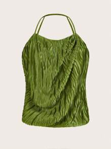 SHEIN Privé Áo khoác và áo lót dành cho xe tăng nữ Chia màu trơn Giải trí - Màu xanh Ô liu - Xem 1