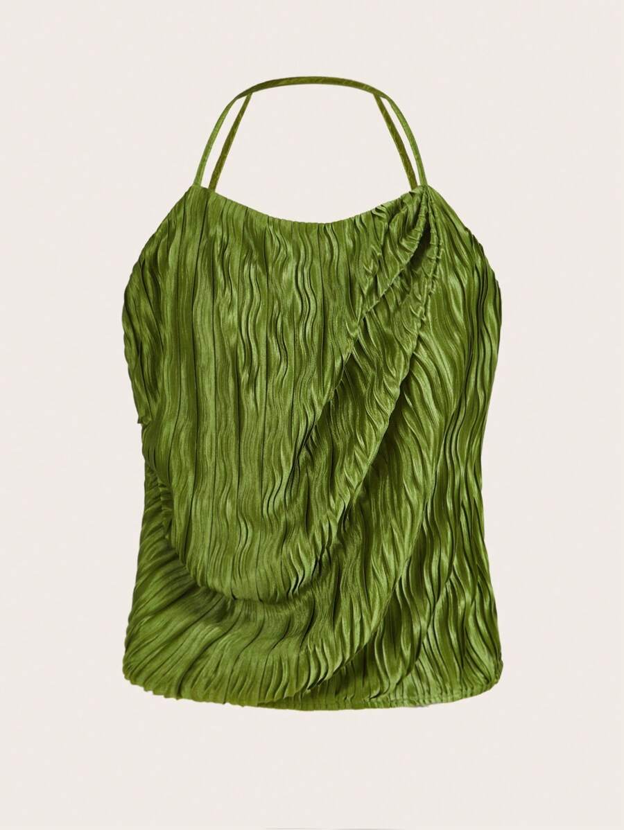 SHEIN Privé Áo khoác và áo lót dành cho xe tăng nữ Chia màu trơn Giải trí - Màu xanh Ô liu - Xem 1