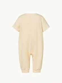 Cozy Pixies 男婴童2入組卡通圖案前紐扣連體睡衣和2入組帽和1入組收納袋 - 杏色 - 查看 5