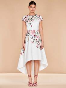 SHEIN Belle 印花高低下擺伴娘洋裝 - 彩色 - 查看 5