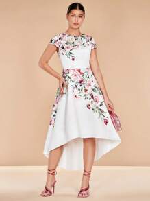 SHEIN Belle 印花高低下擺伴娘洋裝 - 彩色 - 查看 8