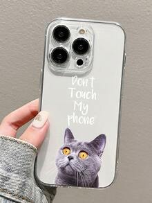 1入組防摔貓印花透明手機殼 - 彩色 - 查看 2