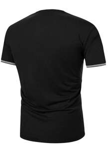 Manfinity Homme 男士撞色條紋飾邊T恤 - 彩色 - 查看 2