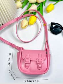 Girls Buckle Decor Flap Square Bag - Pink - View 6